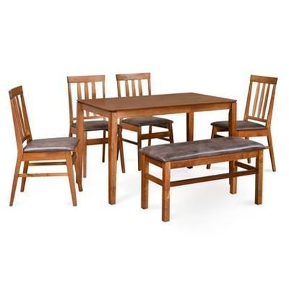 Picture of Nilkamal Dining Table: Leaf 1+4+Bench Dining Set / Walnut